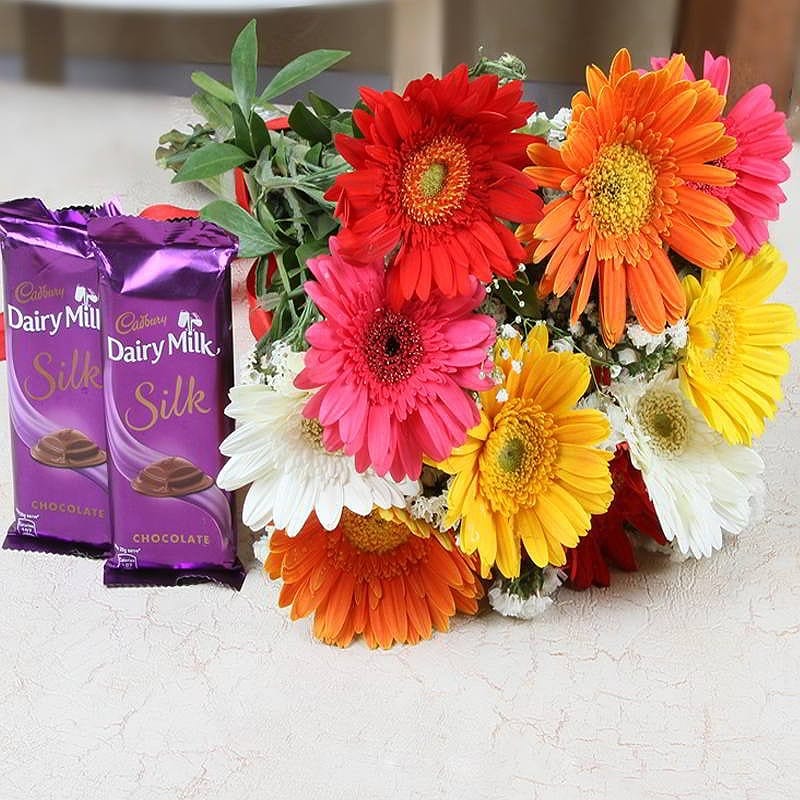 Colorful Gerberas With Silk