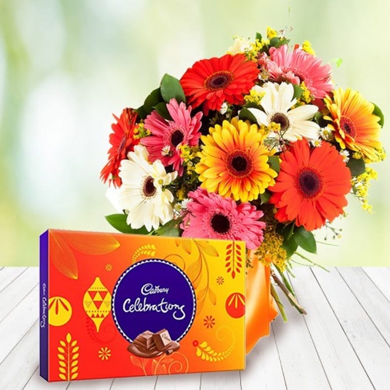 Mixed Gerberas With Celebrations