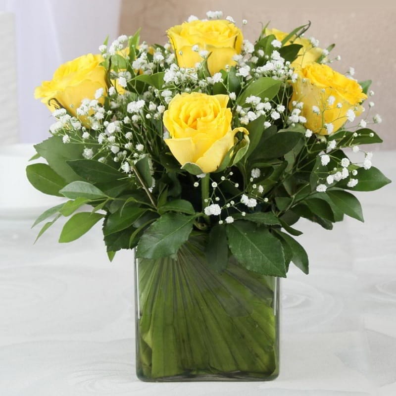 Yellow Roses In Vase