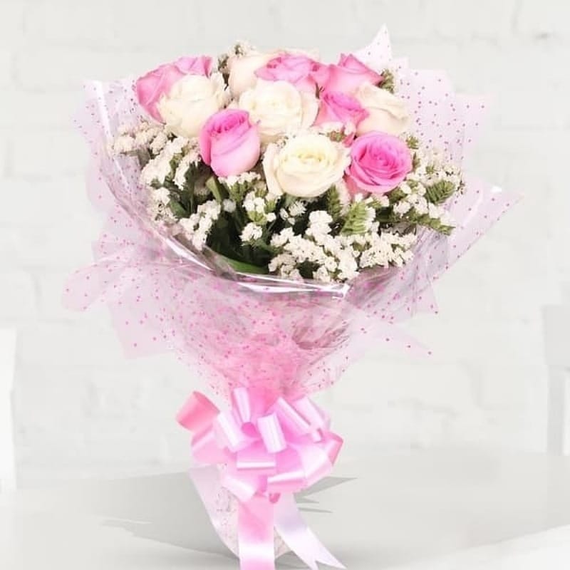 Pink & White Roses Bouquet