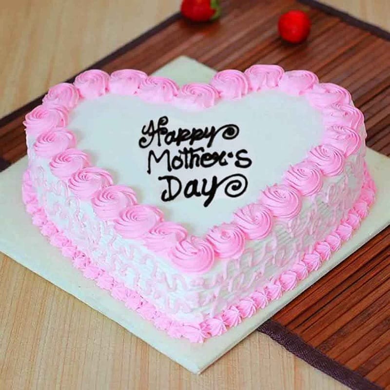 Mother's Day Strawberry Heart Cake