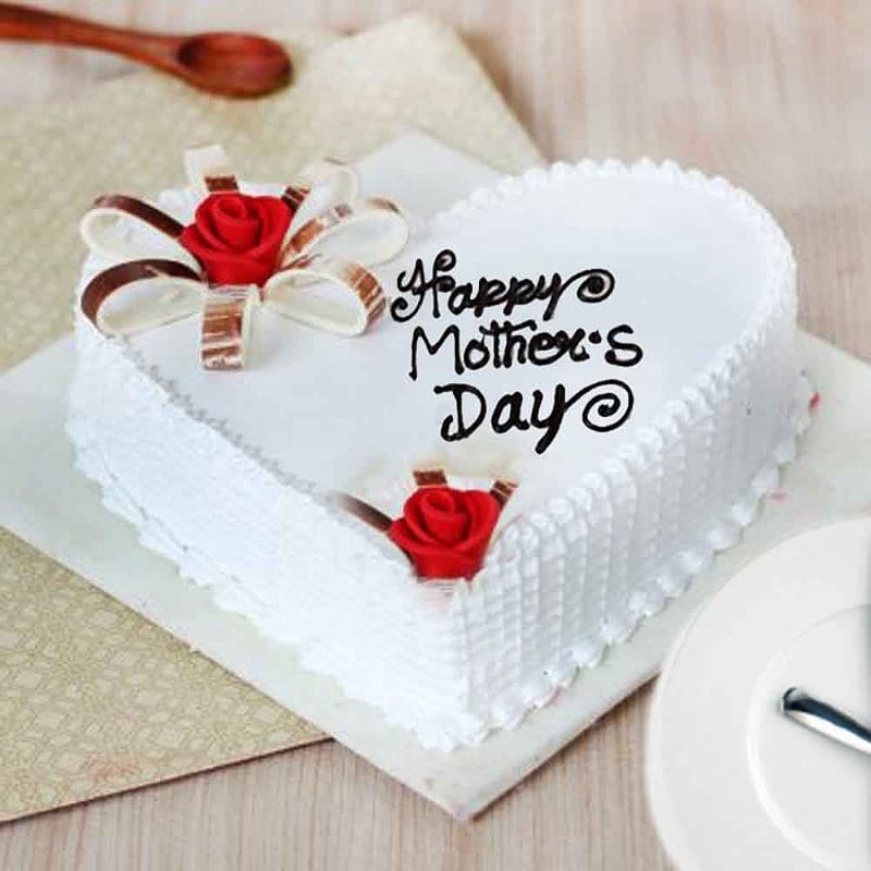 Mother's Day Vanilla Heart Cake