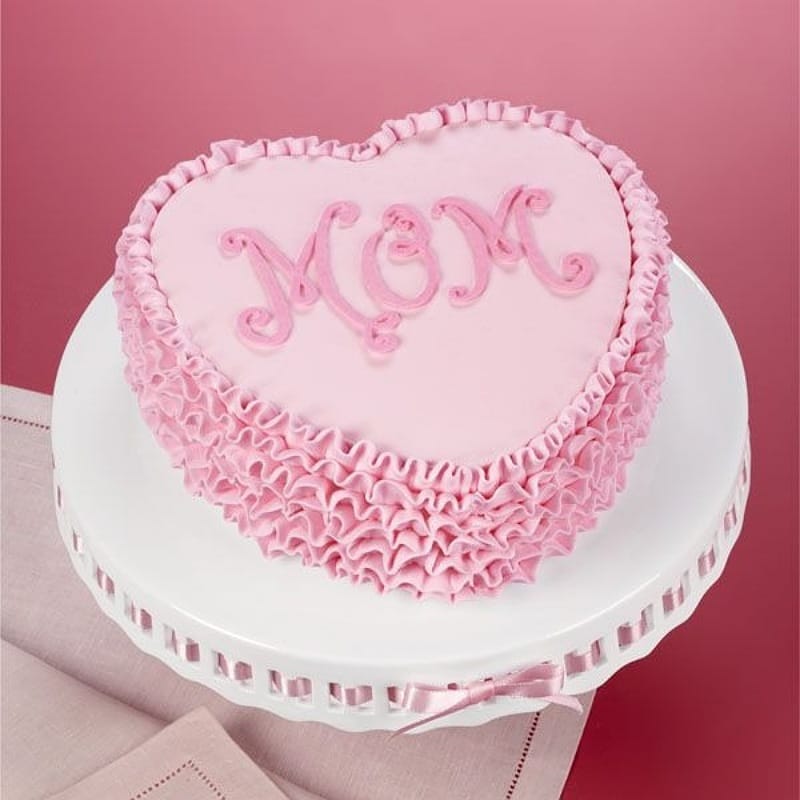 Ruffled Heart Mom Cake