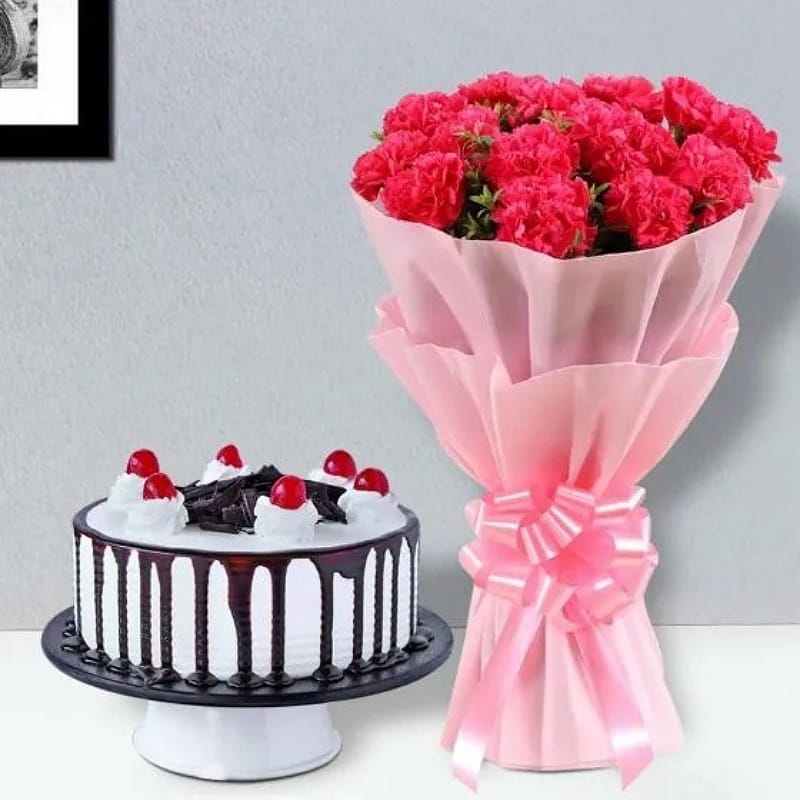 Pink Carnations With Black Forest