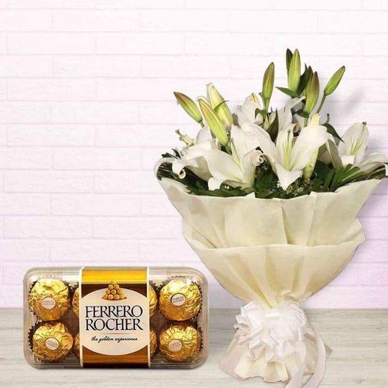 White Lilies With Ferrero Rocher