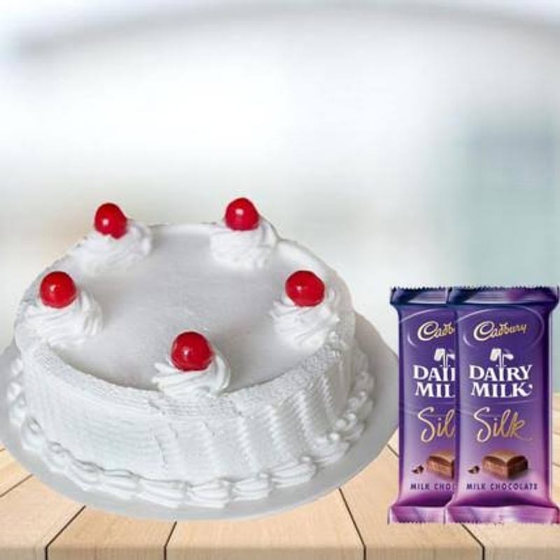 Vanilla Cake With SIlk Chocolates