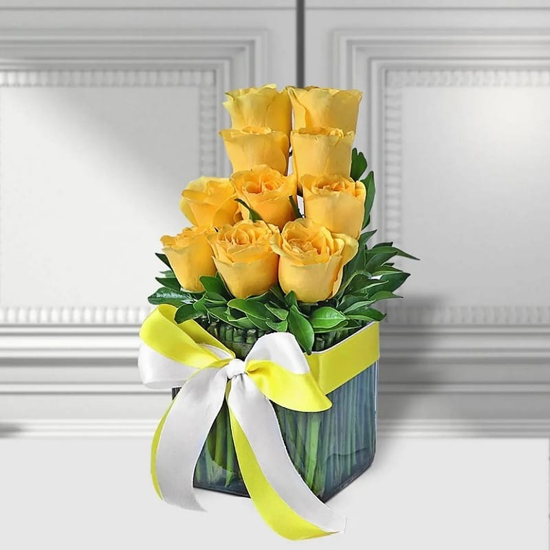 Enchanting Yellow Roses In Vase