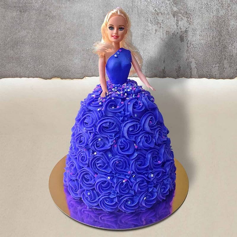 Blue Dress Barbie Cake