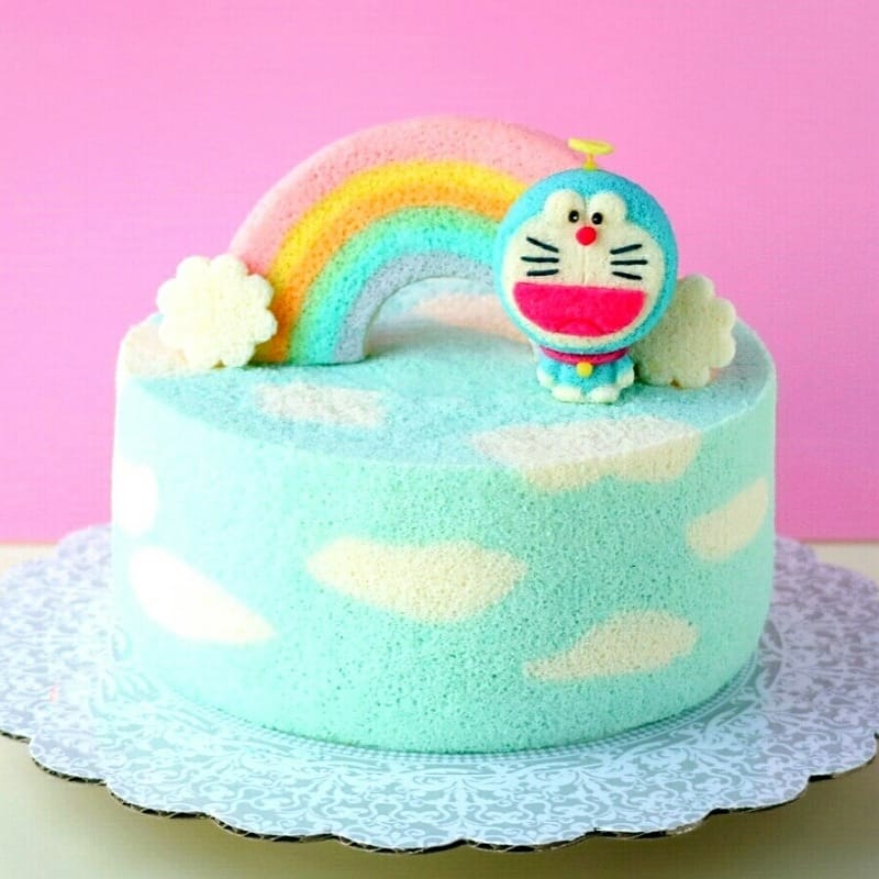 Flying Doraemon Rainbow Cloud Cake