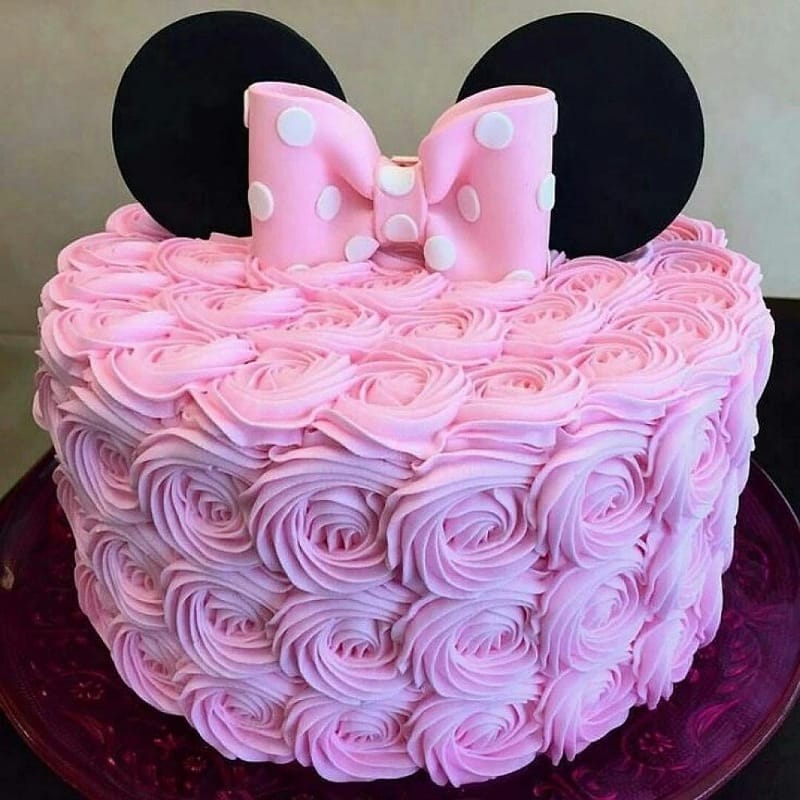 Micky Minnie Mouse Floral Cake
