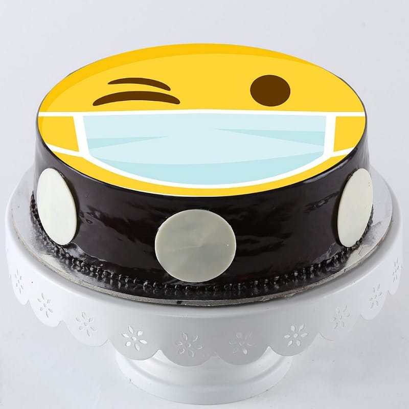 Wink Emoji Mask Photo Cake