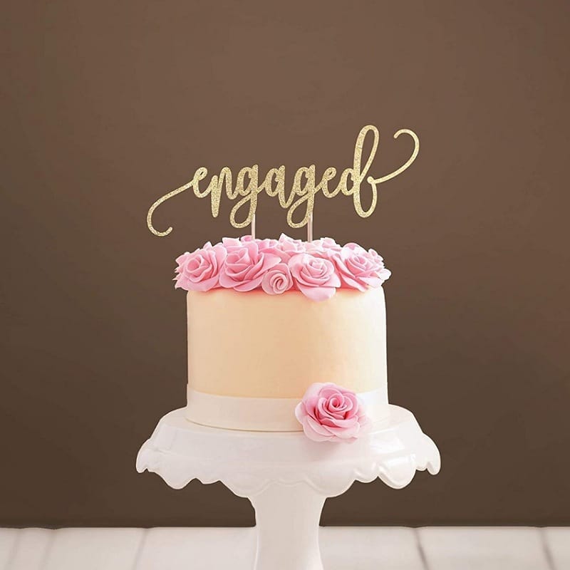 Floral Engaged Cake