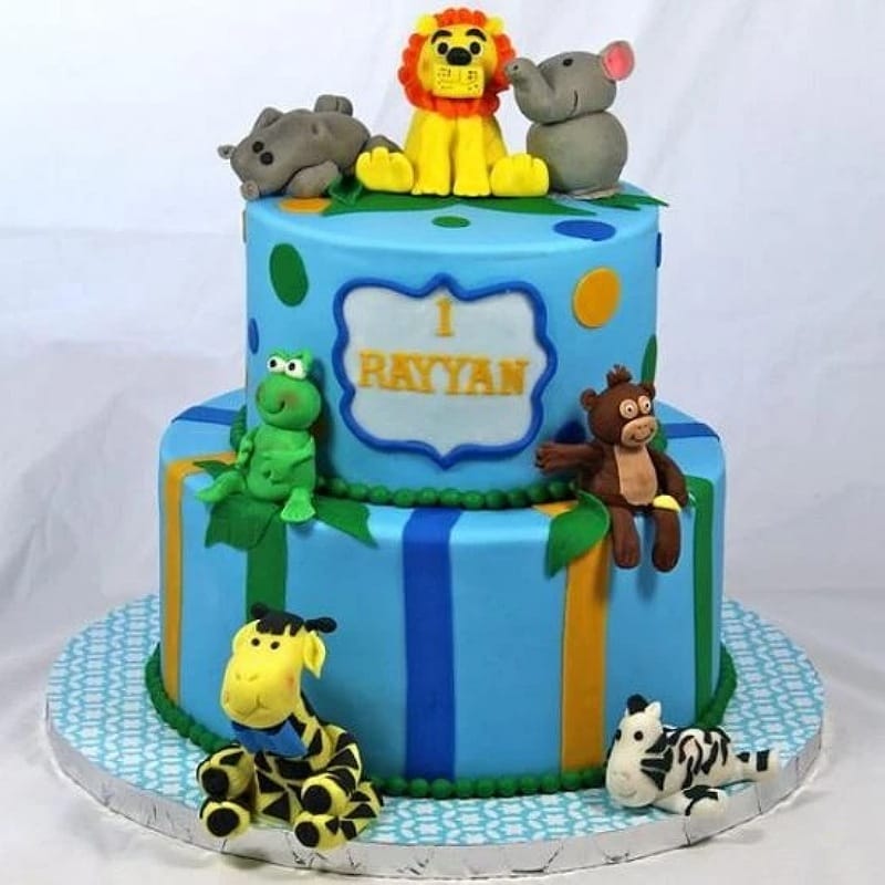 2 Layer Jungle Theme Cake