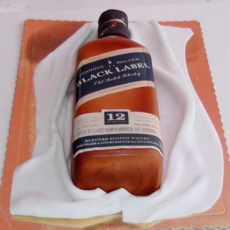 Black Label Bottle Theme Cake