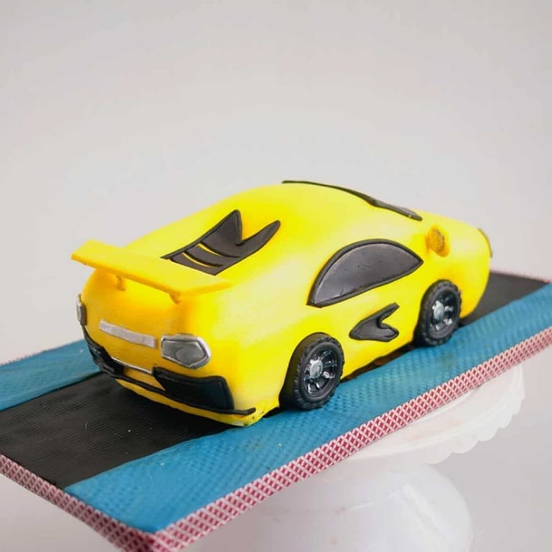 Yellow Sports Car Theme Cake